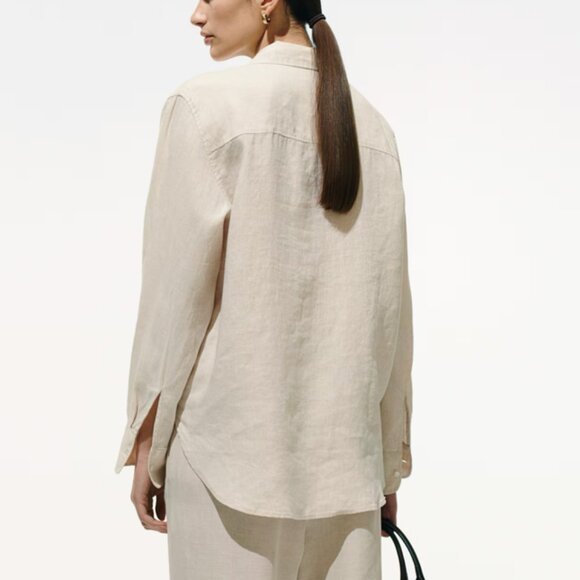 H&M Premium Linen & Cotton Blend Button Down Shirt XS - NEW - Picture 13 of 14